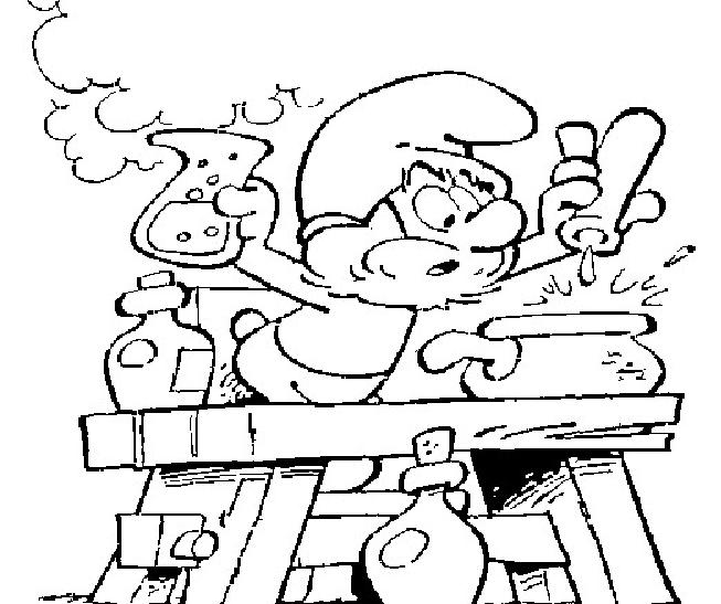 coloriage grand schtroumpf et ses potions